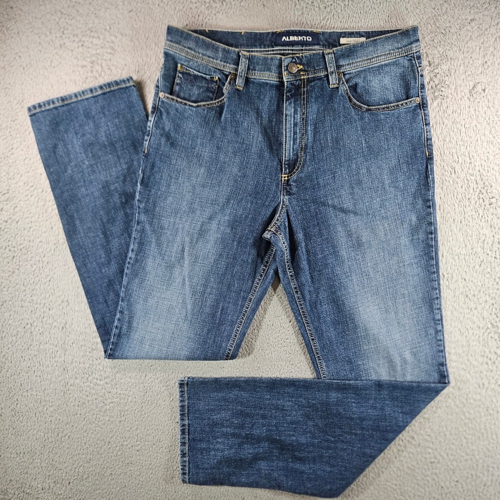 Alberto Tommy Comfort Fit Blue Jeans Mens 34x34 Authentic Denim